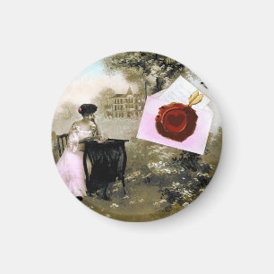 ROMANTISCHE VALENTIJN BRIEF, RODE WAX SEAL MAGNEET