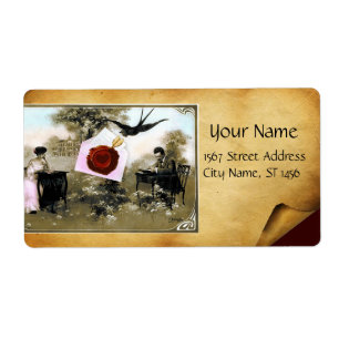 ROMANTISCHE VALENTIJN BRIEF, RODE WAX SEAL MONOGRA ETIKET