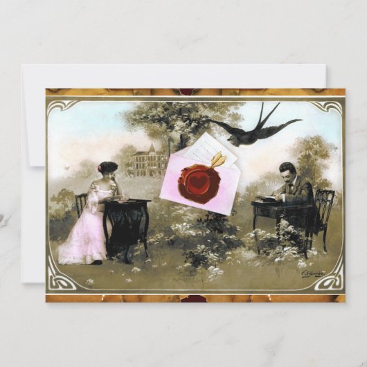 ROMANTISCHE VALENTIJN BRIEF, RODE WAX SEAL MONOGRA KAART (Voorkant)