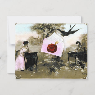 ROMANTISCHE VALENTIJN BRIEF, RODE WAX SEAL MONOGRA KAART