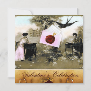 ROMANTISCHE VALENTIJN BRIEF, RODE WAX SEAL MONOGRA KAART