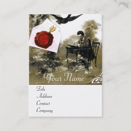 ROMANTISCHE VALENTIJN BRIEF, RODE WAX SEAL MONOGRA VISITEKAARTJE (Voorkant)