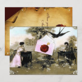 ROMANTISCHE VALENTIJN BRIEF ,RODE WAX ZEGEL MONOGR KAART (Voorkant / Achterkant)