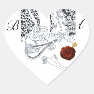 ROMANTISCHE VALENTIJN LOVERS RED WAX SEAL MONOGRAM HART STICKER