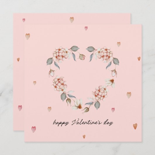 Romantische Valentijn met Floral Heart Kaart (Voorkant / Achterkant)