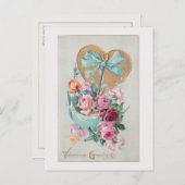 Romantische Valentijn Rozen en hart Feestdagenkaart (Voorkant / Achterkant)