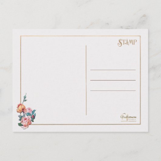 Romantische  Valentijn Rozen en hart Feestdagenkaart (Achterkant)