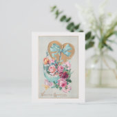 Romantische Valentijn Rozen en hart Feestdagenkaart (Staand voorkant)