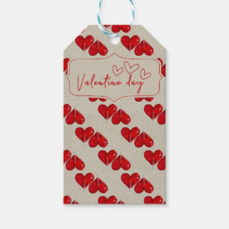 Romantische Valentijn's Day Kaart | Red Heart Patt Cadeaulabel