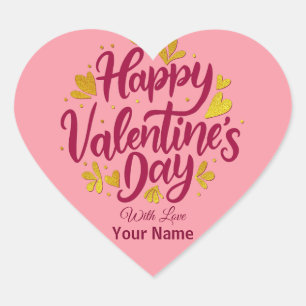 Romantische Valentijnsdag Bourgondisch & Gouden Hart Sticker