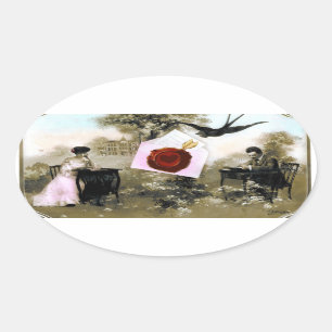 ROMANTISCHE VALENTIJNSDAG LOVERS RED WAX SEAL HEAR OVALE STICKER