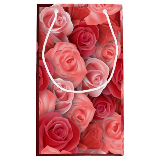 Romantische Valentijnsdag roze en rode rozen Klein Cadeauzakje (Achterkant)