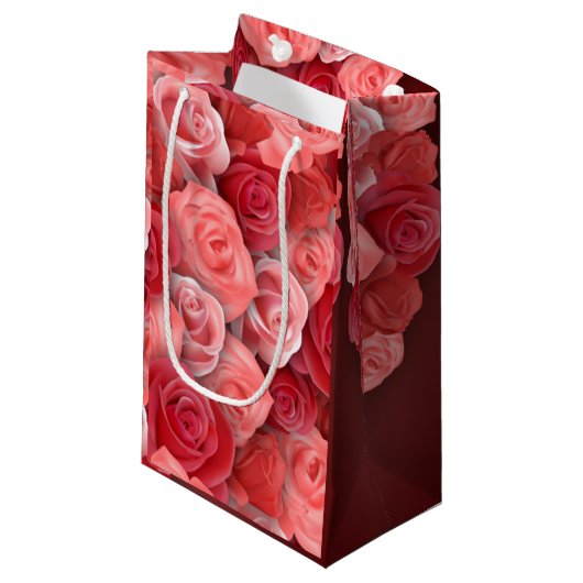 Romantische Valentijnsdag roze en rode rozen Klein Cadeauzakje (Voorkant Gekanteld)