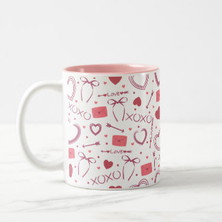 Romantische Valentijnsdag - Wit & Roze Tweekleurige Koffiemok