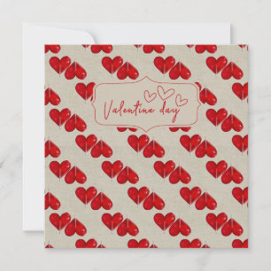 Romantische Valentijnsdagkaart Rood Hartpatroon Feestdagenkaart