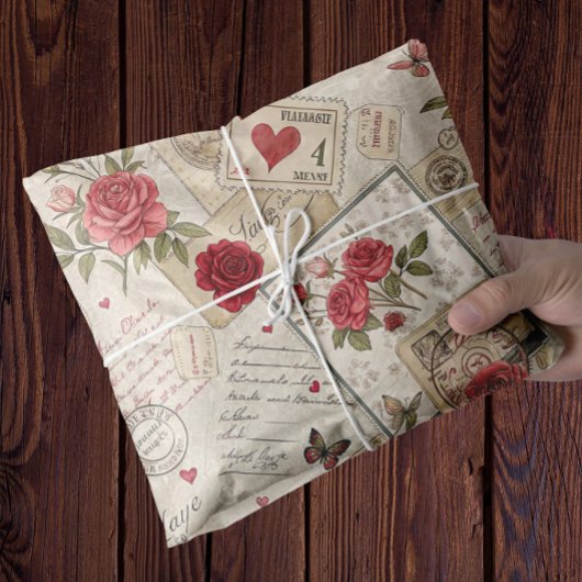 Romantische Valentijnse Decoupage Rozen Hearts Let Tissuepapier