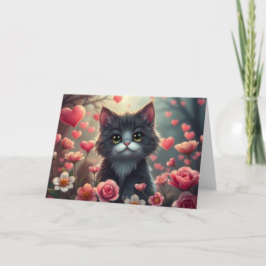 Romantische Valentijnse Kat Kaart (Voorkant)
