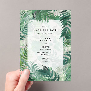 Romantische varens bladgroen Save the Date Acryl Uitnodigingen