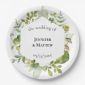 Romantische veld bloem bruiloft papieren bordje (Voorkant)