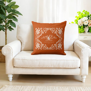 Romantische verbrande oranje shabby chic Mr mevrou Kussen