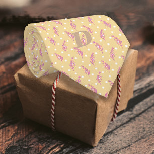 Romantische veren Buttercream Pink Monogram Stropdas