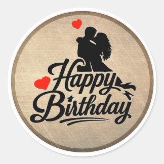 Romantische Verjaardag Ronde Sticker