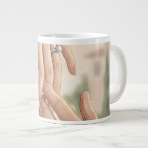 Romantische Verlovingshanden Koffiemok Elegante Extra Grote Beker