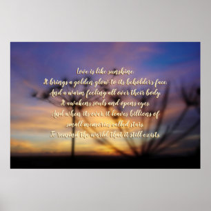 Romantische verse beschrijving van liefde, zonnesc poster