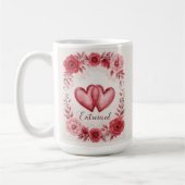 Romantische Verstrengelde Harten Bloemenkunst Koffiemok (Links)