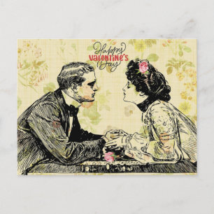 Romantische Victoriaans Paar Valentijnsdag Briefkaart
