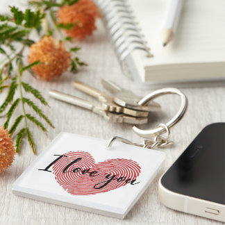 Romantische Vingerafdruk Hart “Ik Hou Van Jou” Sti Sleutelhanger