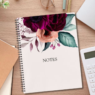 Romantische Vintage Boho Paarse Bloemen Notitieboek