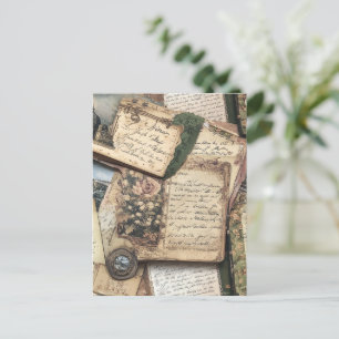 Romantische Vintage Briefcollage met Rozen Briefkaart