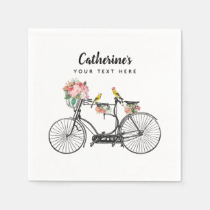 Romantische Vintage Fiets Bloemen Vogels Servet