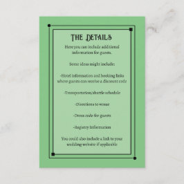 Romantische Vintage Geïnspireerd Bleke groene brui Informatiekaartje