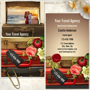 Romantische Vintage Honeymoon Reis Zakelijke Kaart Visitekaartje