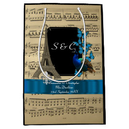 Romantische vintage Paris gepersonaliseerde bruilo Medium Cadeauzakje