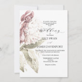 Romantische Vintage Peony Wedding Kaart (Voorkant)