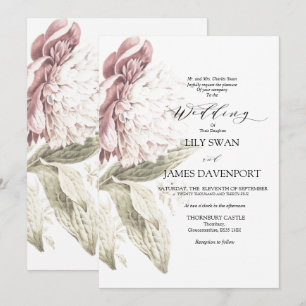 Romantische Vintage Peony Wedding Kaart