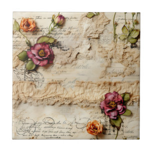Romantische Vintage Perkament Brief Tegeltje