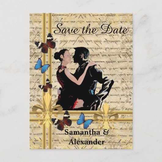 Romantische vintage save the date aankondigingskaart (Voorkant)