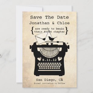 Romantische Vintage Schrijfmachine STD Aankondigin Save The Date