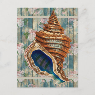 Romantische vintage stijl blauwe schelp briefkaart