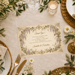Romantische Vintage Wisteria Bruiloft Bedankkaart