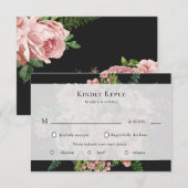 Romantische vintagerozen RSVP kaartje (Voorkant / Achterkant)