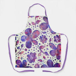 Romantische Violet Flowers en Leaves Original Art Schort