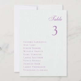 Romantische violette bloemen Trouwtafel Zitplaatse Kaart