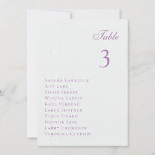 Romantische violette bloemen Trouwtafel Zitplaatse Kaart