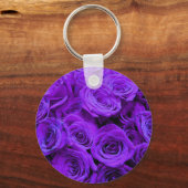 romantische violette paarse rozen , rozenroos bou sleutelhanger (Voorkant)