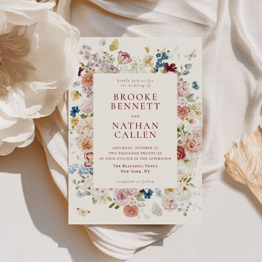 Romantische vlinder Bloemen Lijst bruiloft Kaart